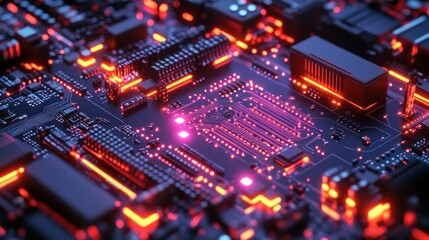 Obraz premium Illuminated Circuit Board Complex Technology Design