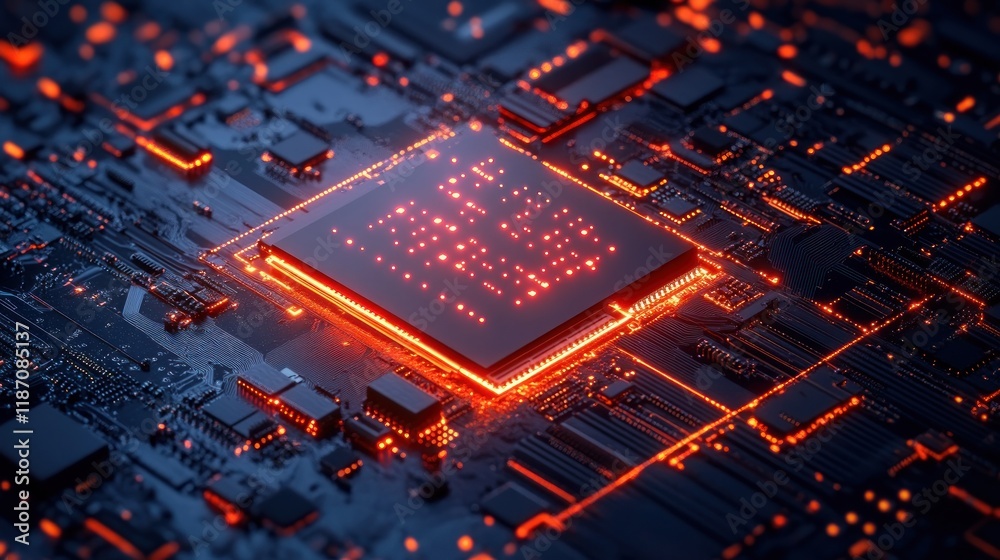 Poster illuminated central processing unit on motherboard