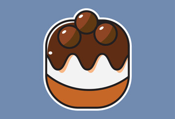 Chocolate Topped Donut Illustration Vector Cartoon icon, You can use it in various needs