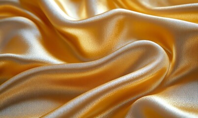 Fototapeta premium Gold Glistening Fabric Banner with Smooth Ripples and Folds Creating a Luxurious Background