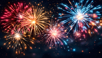 Spectacular Fireworks Display: A Night Sky Illuminated with Vibrant Colors