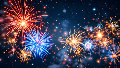 Fototapeta premium Spectacular Fireworks Display: Vibrant Colors and Night Sky