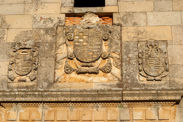 Coat of arms of the Franciscan convent in ruins of the Bien Parada Abadia Extremadura