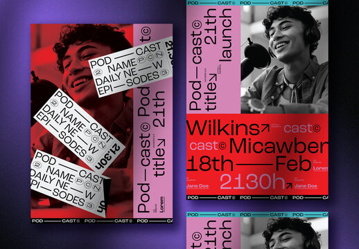 Pink & Red Podcast Flyer