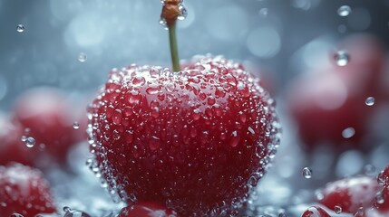 Radiant Ruby Cherries: Capturing Fresh Splendor in Pink Harmony,ピンクの調和に輝くルビーチェリーの新鮮な輝きを捉える.Generative AI