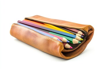 Pencil case isolated on white background