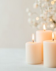 Warm Glow of Lit Candles Creating a Serene and Peaceful Ambiance