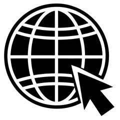 Globe with Cursor Arrow Vector Illustration in Black and White