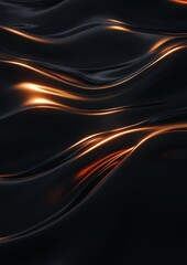 A black and gold image of a wave with a shiny, metallic texture