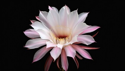 Obraz premium gentle white pink cactus flower on a black historical past