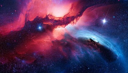 summary historical past of crimson and blue area stains wallpaper with cosmic dirt galaxies and glow