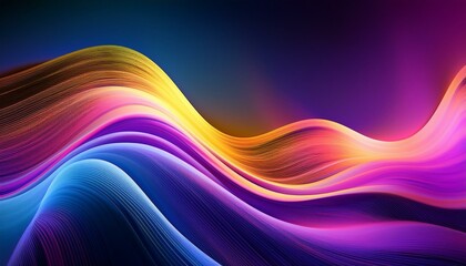 dynamic abstract cutting-edge background with multicolored purple blue pink yellow waves in neon gradient shiny and vibrant virtual design with fluid and lively texture and shade spectrum