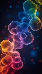 Colorful, Abstract Illustration of Molecular Structures or Biological Cells, With Bokeh