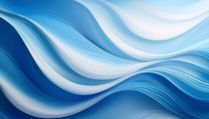 abstract blue and white wave patterns flowing through a tender panorama background with gentle light
