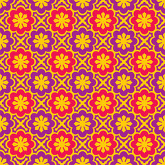 Background of vintage ceramic tiles. Geometric floral art design. Colorful wall tiles pattern. floor pattern for background. Oriental floral tiles backdrop. Kitchen bathroom tiles