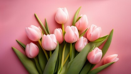 Fototapeta premium bouquet of tulips on pink heritage