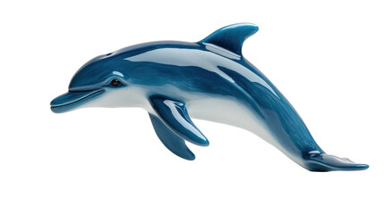 Obraz premium A beautifully crafted porcelain dolphin figure in motion. transparent background