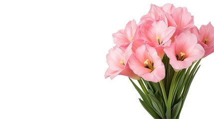 Naklejka premium A charming bouquet of pink tulips for any occasion. transparent background
