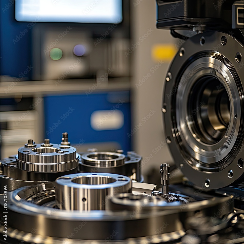 Poster Precision Engineering Machine Components Close Up View