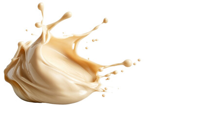 A creamy splash of liquid milk or yogurt on a dark background. transparent background