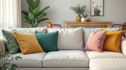 light grey sectional sofa with decorative pillows