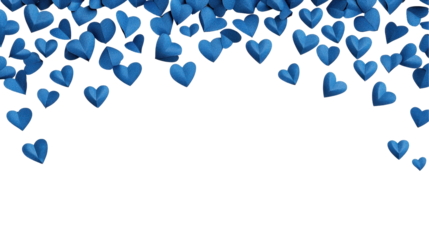 A stunning display of blue hearts symbolizing love and unity. transparent background