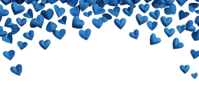 A stunning display of blue hearts symbolizing love and unity. transparent background