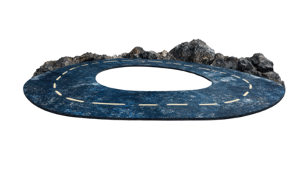 A winding road design ideal for creative projects or video games. transparent background