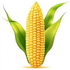 Obraz premium Bright yellow corn on the cob, surrounded by vibrant green leaves, ideal for food-related projects, agricultural articles, or healthy eating campaigns, Perfect for promoting fresh produce,
