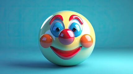 Colorful Spherical Clown Face Digital Rendering