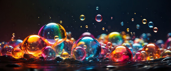 Rainbow glowing bubbles.
