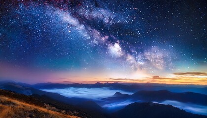 majestic night sky with stars and cosmic clouds