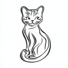 Obraz premium Minimalist World Cat Day Cute Minimalist Outline of a Cat in Black and White Design