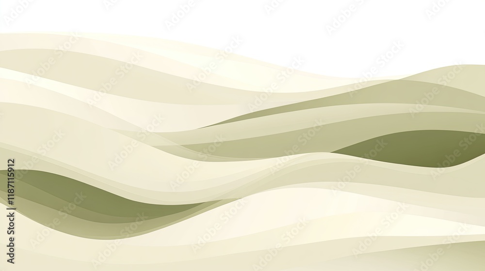 Poster Abstract Wave Pattern in Soft Green Hues