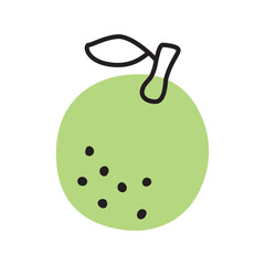 Citrus lime or lemon doodle icon hand drawn in a modern minimalistic style isolated on white background. Vector illustration