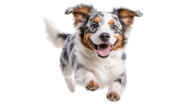 Happy dog running joyfully in a bright, cheerful environment. transparent background