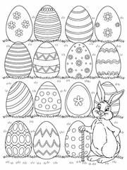 happy easter, easter bunny coloring page. printable. vol 1.