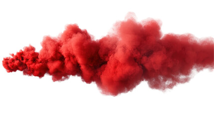 Vibrant red smoke cloud creating a dramatic visual effect. transparent background
