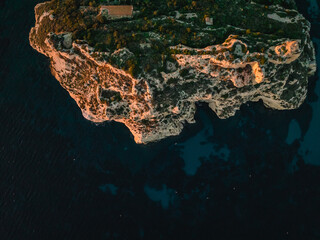 Sardegna aerial sunset view, Cagliari Italy