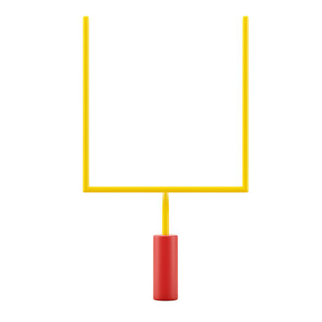Professional American Football Goal Post with Clean Background and Simple Geometry On Transparent Background
