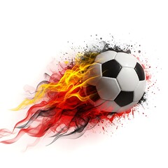 Fototapeta premium Soccer Ball with Fiery Trail and Explosive Energy 