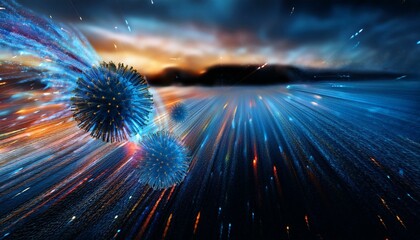 An image highlighting how virus particles spread through air currents, visualizing wind movement