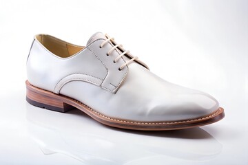Fototapeta premium Elegant White Leather Dress Shoe for Men