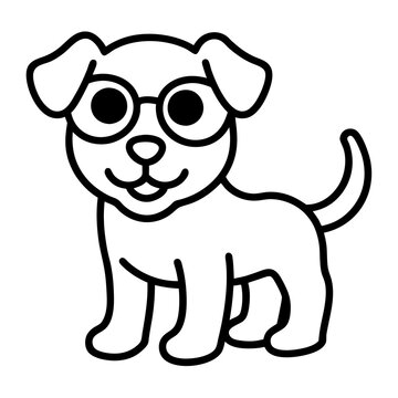 A fdog with oversized glasses, looking curious and playful