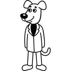 Obraz premium scientist dog simple cartoon drawing for colourning book