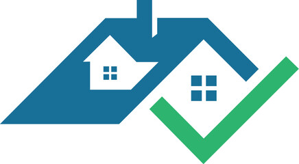 A simple lineart logo with the outline of a house Check Mark Real Estate Logo Template Illustration Design