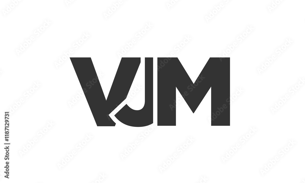 Poster vjm logo design template with strong and modern bold text. initial based vector logotype featuring s