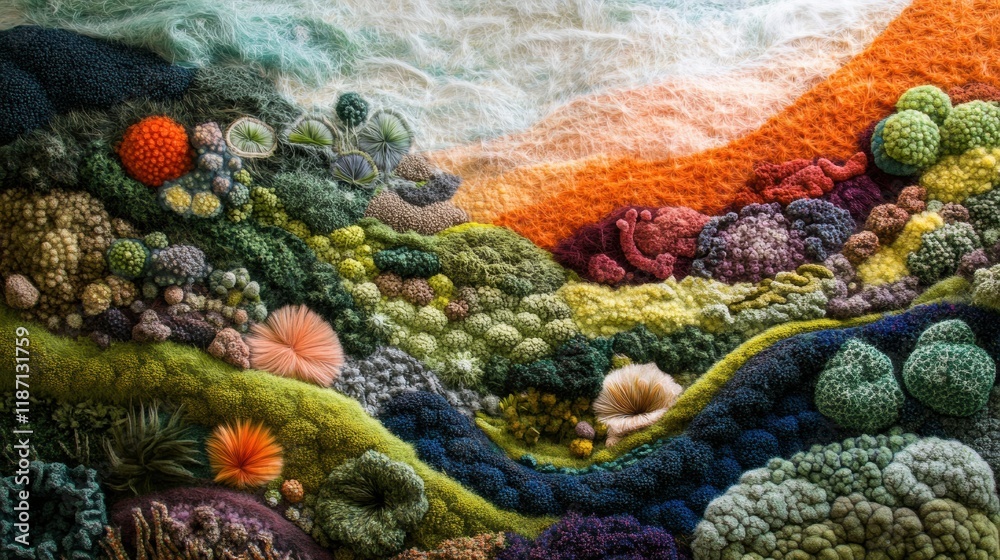 Fototapete exploration of diverse bacterial forms and textures creating a captivating background landscape. gen