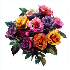 Colorful Rose Bouquets Collection in PNG for Valentine Decoration Transparent Background






