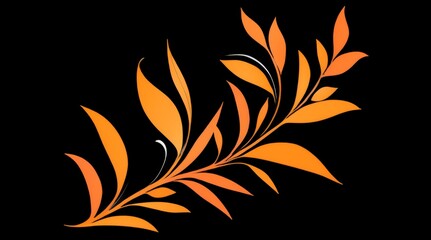 Vibrant Botanical Elements with Detailed Floral Design in Stunning Orange Color Palette